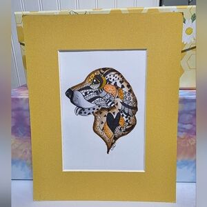 Hand Crafted Dog Zentangle Original Artwork/Matted
